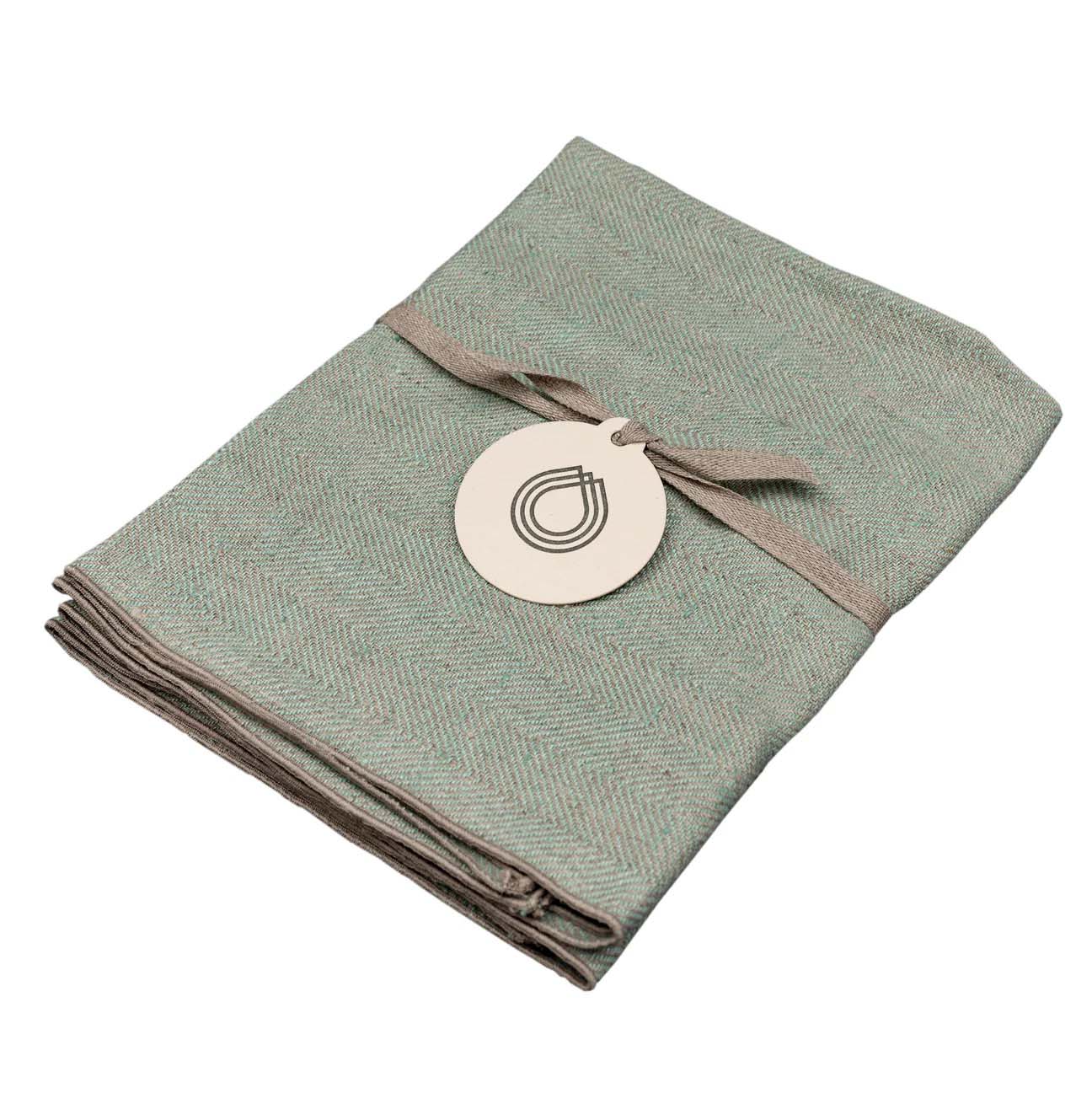 Herringbone Leinen-Tischläufer mint