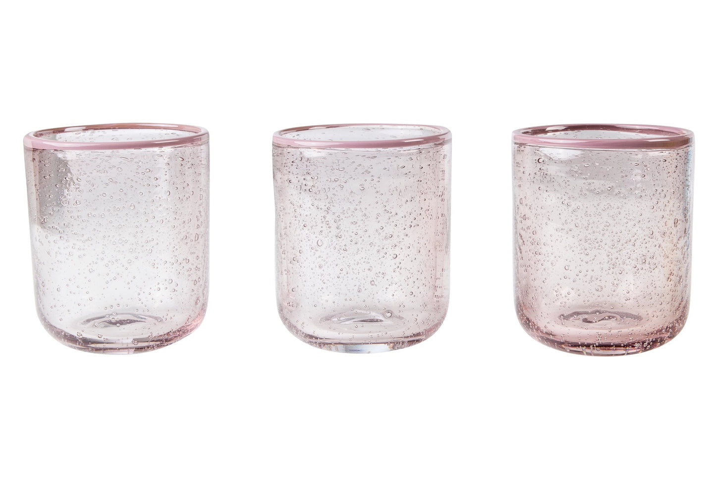 Trinkglas rosa mit Keramikrand rosa