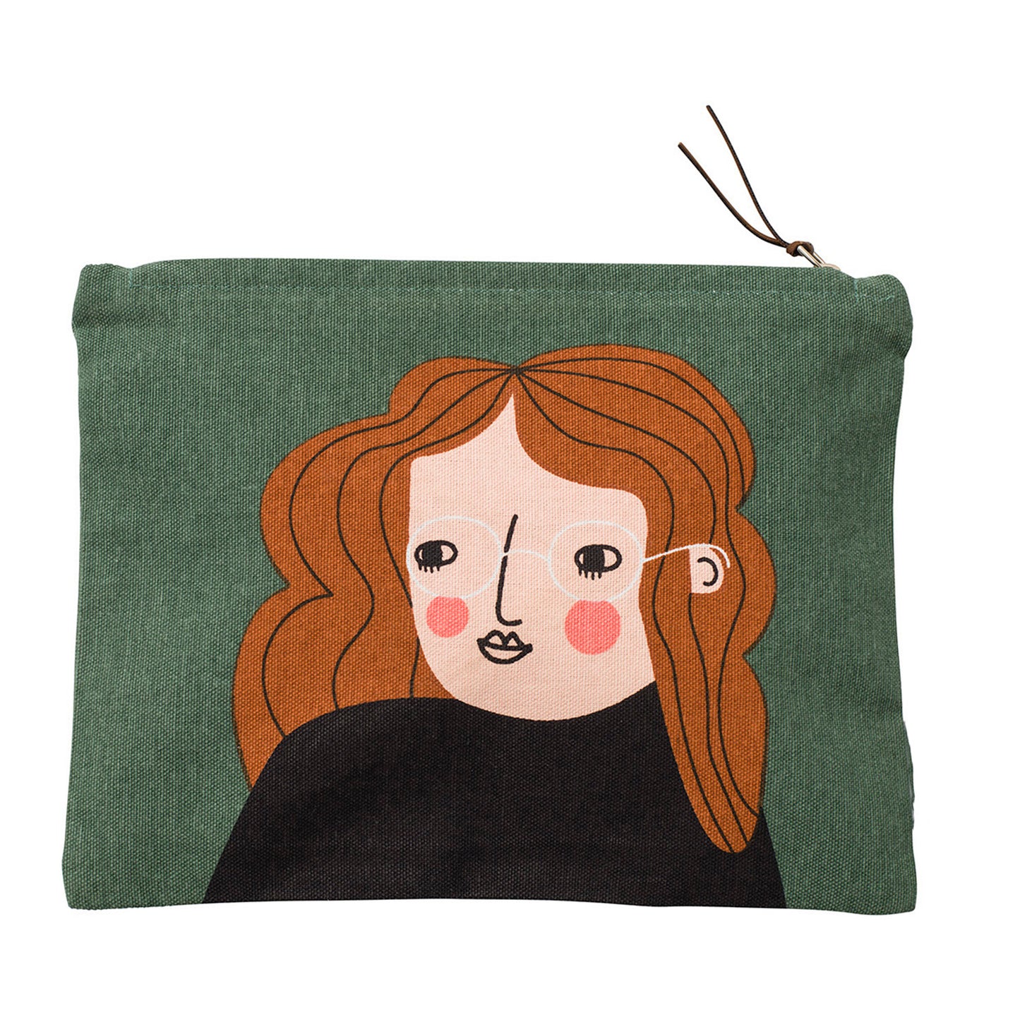 Ladylike Kosmetiktasche aqua, Rothaarige mit schwarzem Pulli