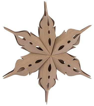 Holzfurnier-Stern zum Hängen, D 30 cm, T 10,7 cm, 3 D, leicht