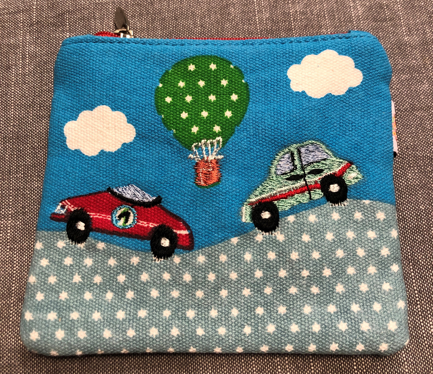 "Auf Tour!" Baumwoll-Etui, ca. B 11 cm, H 10 cm, T 2 cm