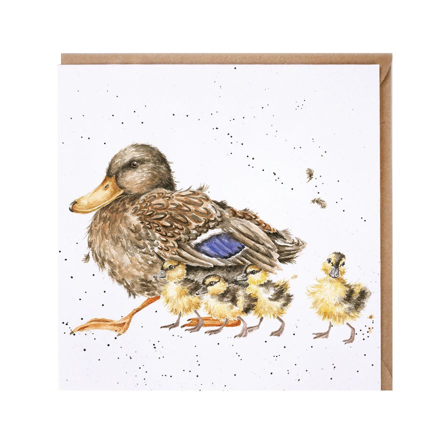 Birdy Federvieh Ente mit Küken quadratische Doppelkarte