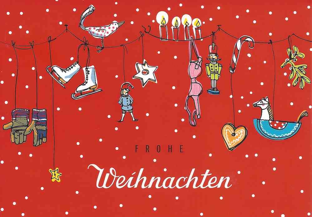 Doppelkarte Frohe Weihnachten rot mit Girlande