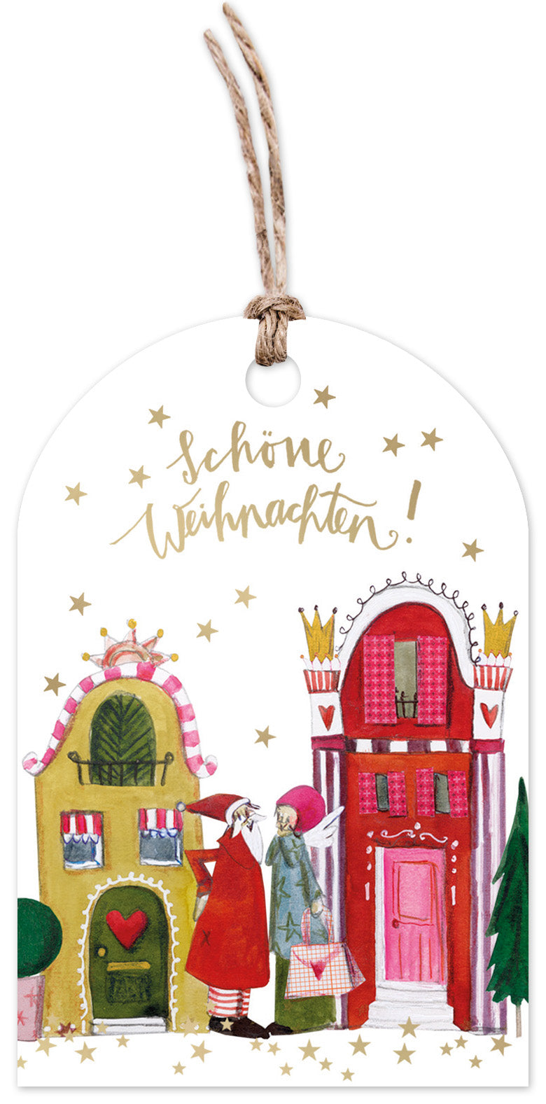 Häuser Geschenkanhänger m. Band, Weihnachten