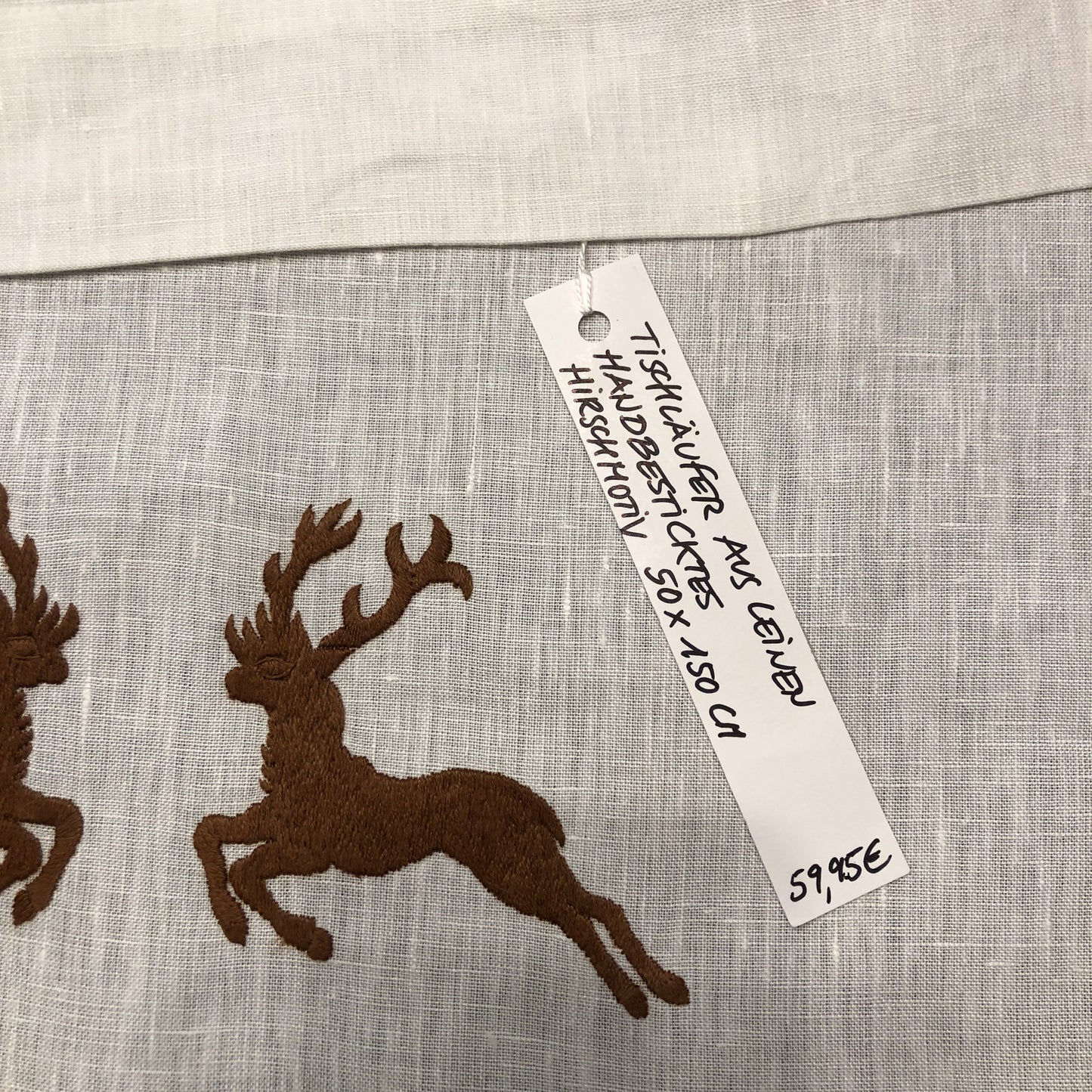 Forest Tischläufer aus Leinen mit Hirschbestickung, 50 x 150 cm