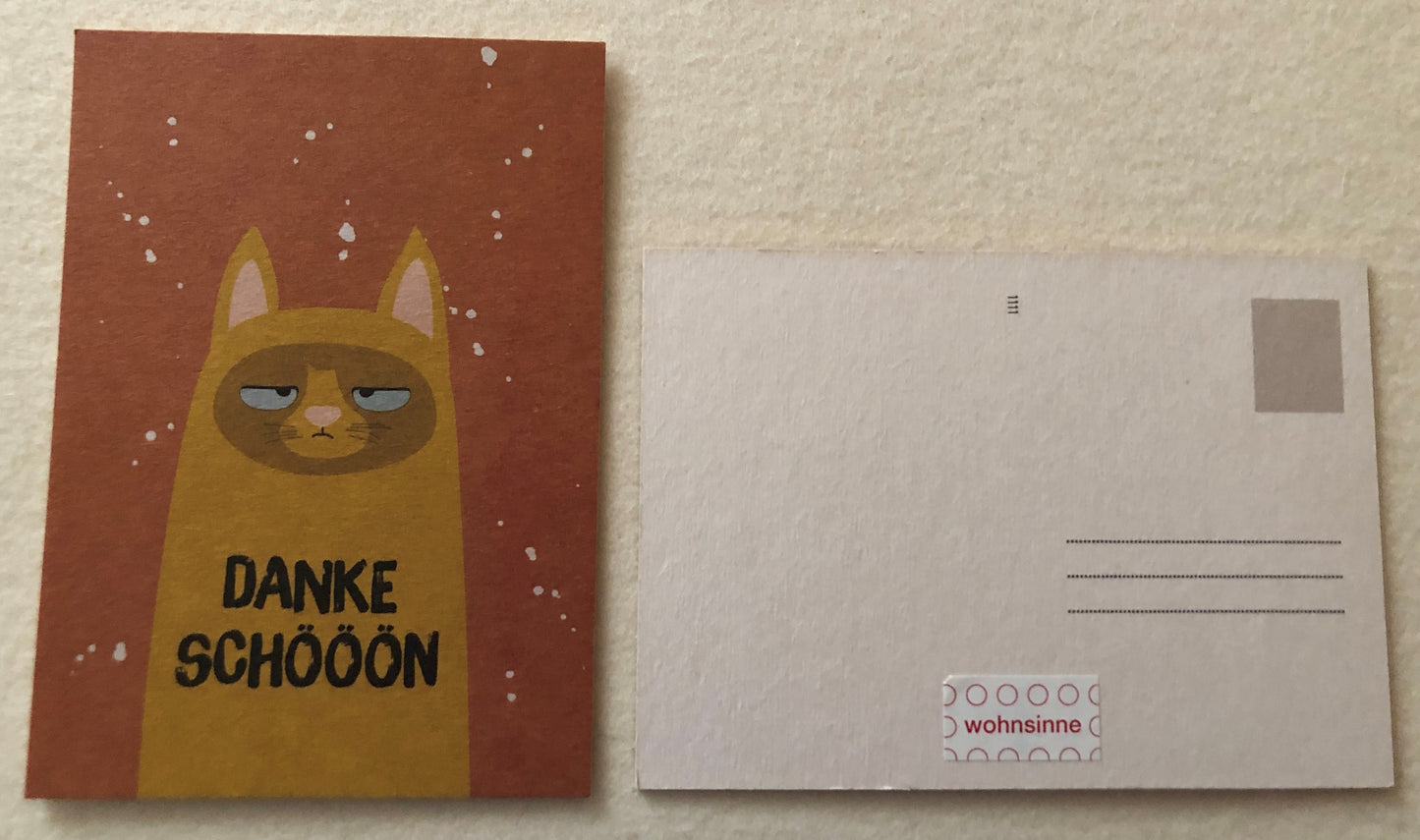 "Miau" Postkarte Katze DANKESCHÖN