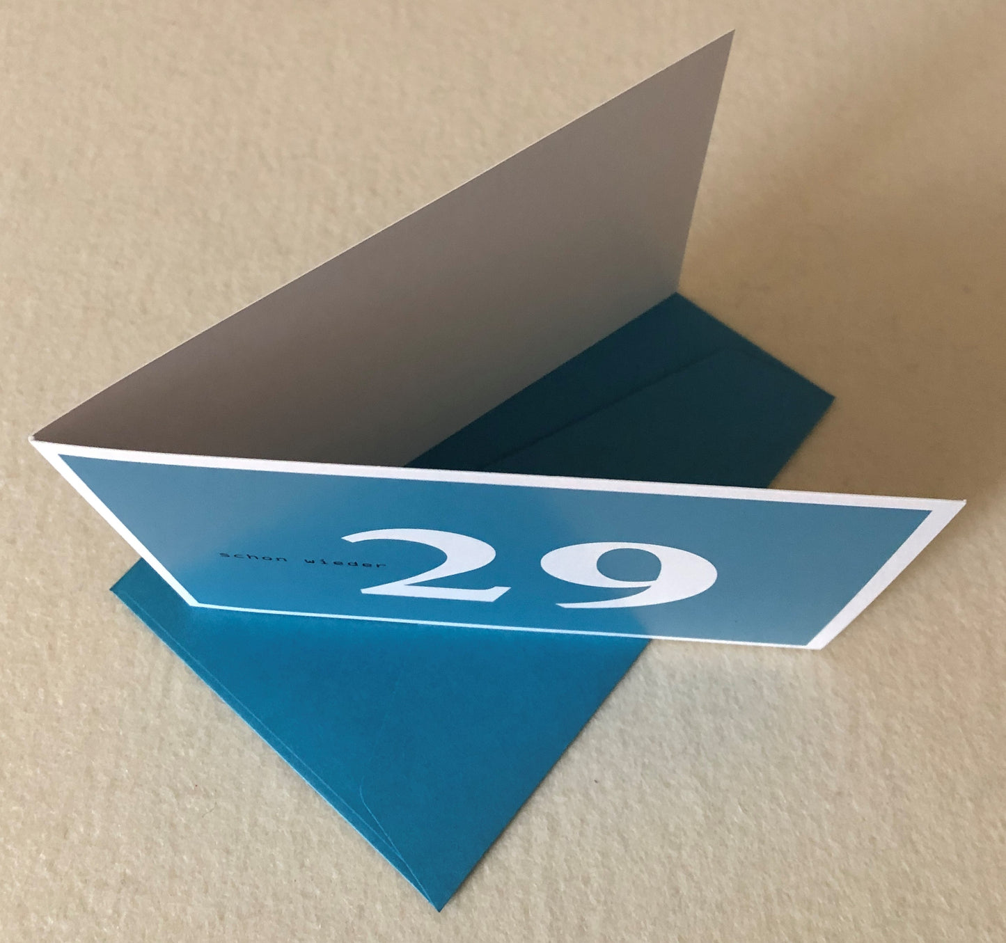 Doppelkarte "Schon wieder 29" petrol, B 16,3 cm, L 11,3 cm