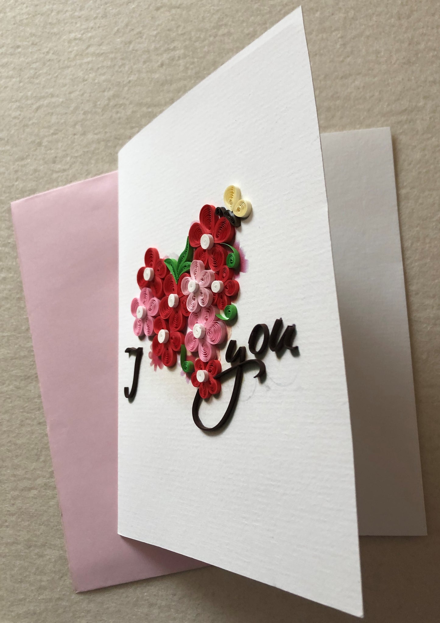 Quilling-Doppelkarte I love you