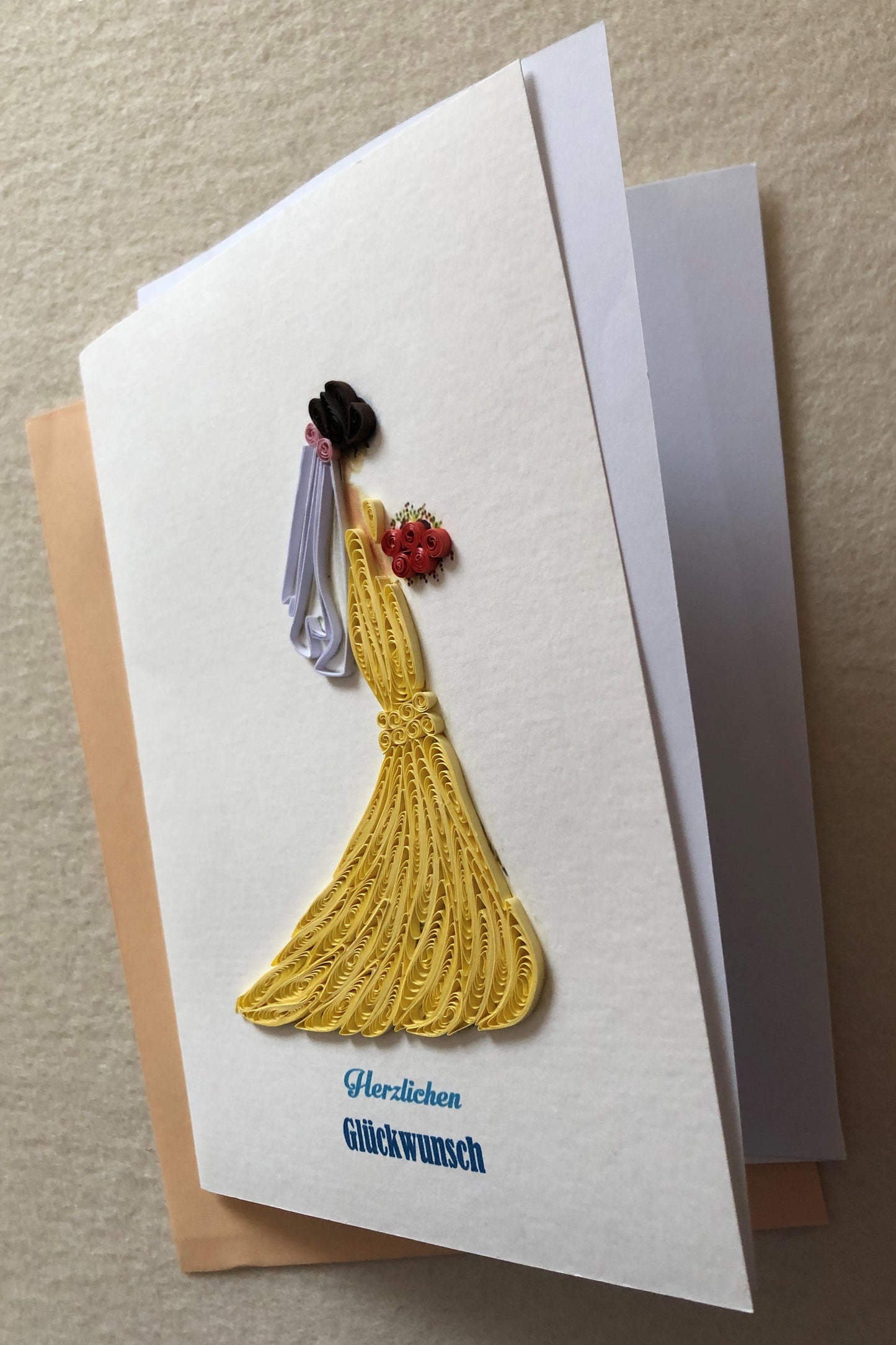 Quilling Doppelkarte Braut, Brautkleid Herzlichen Glückwunsch