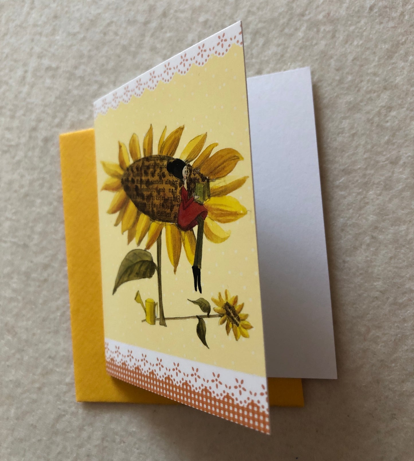 Mini-Doppelkarte Sonnenblumenfrau