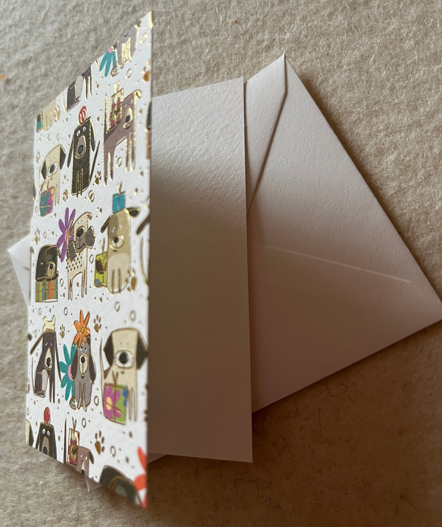 "Wau" Mini-Doppelkarte Hunde mit Geschenken