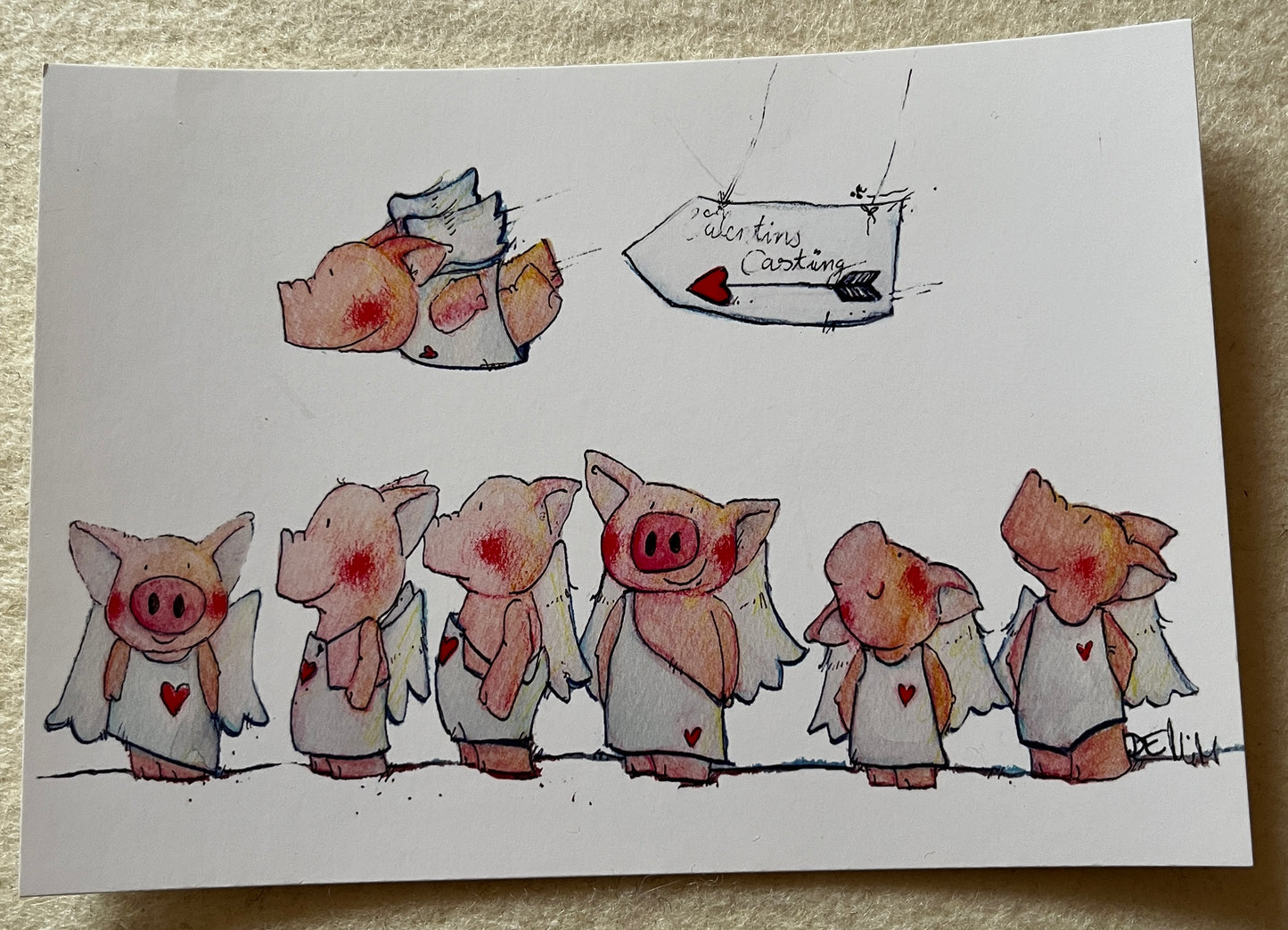 "Oink" Postkarte Valentins Casting