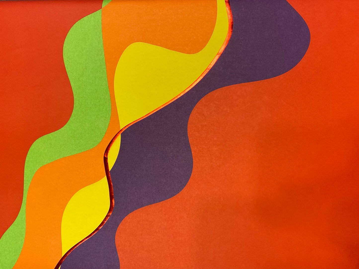 Geschenkpapier rot mit Welle bunt