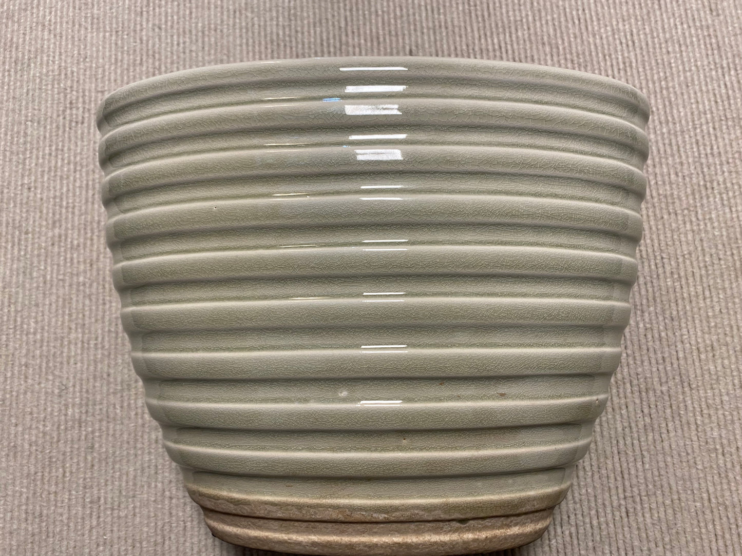Retroflower Pflanztopf Keramik grünliches Beige