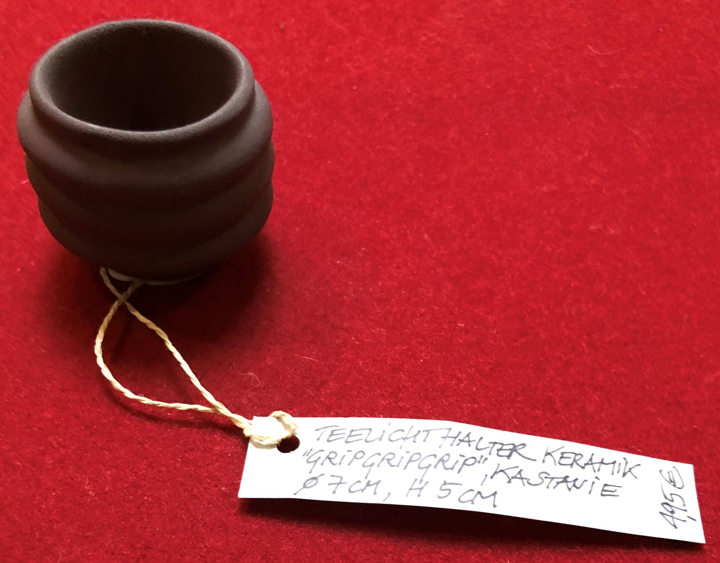 Keramik-Teelichthalter Grip-Grip-Grip kastanie, D 5 cm, H 7 cm