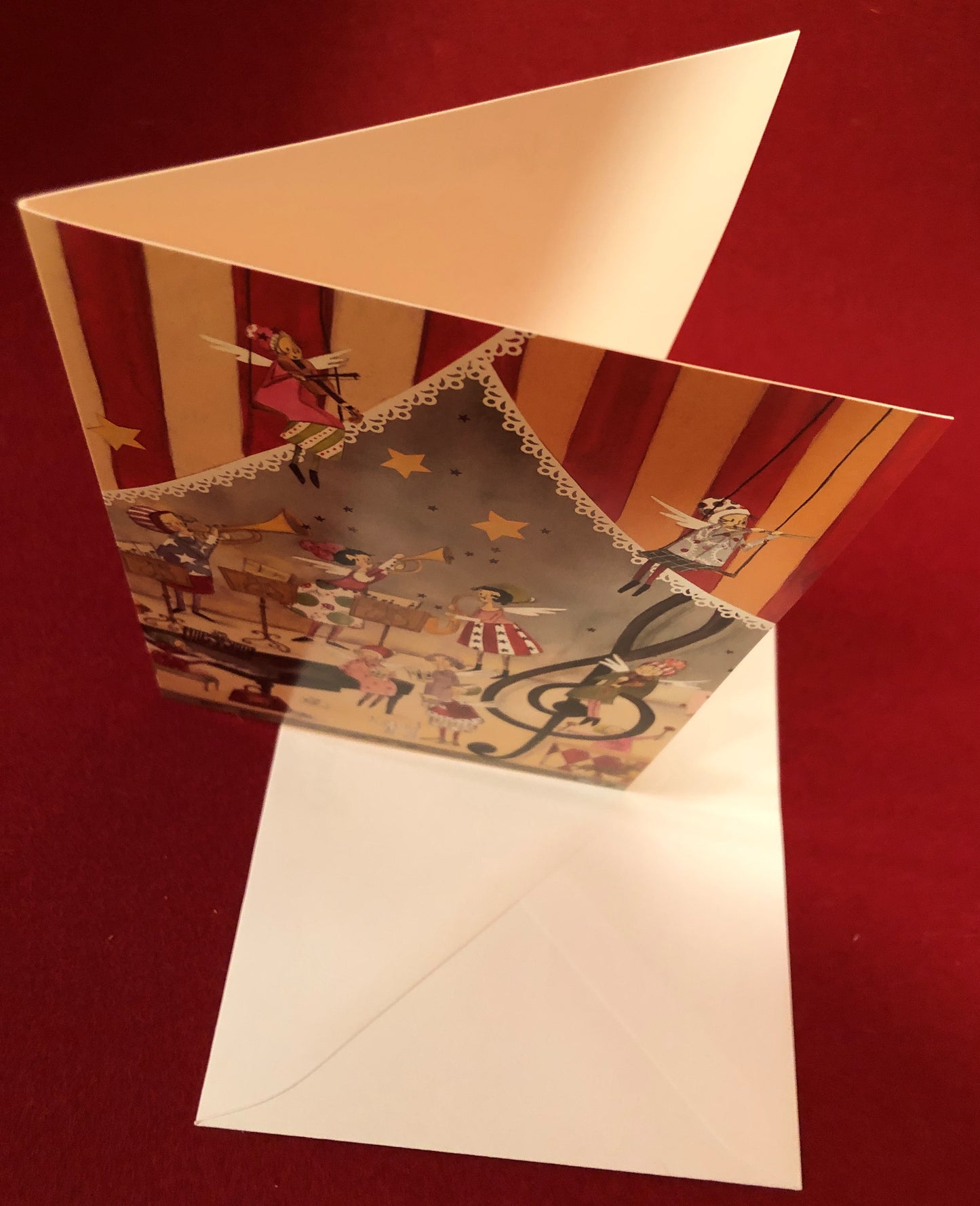 Doppelkarte Weihnachtskonzert, Notenschlüssel, B 12,5 cm, L 17,5 cm