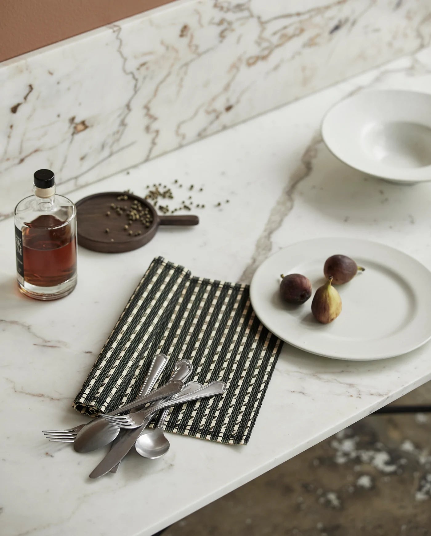 Ysnat Bambustischset grün-beige-schwarz