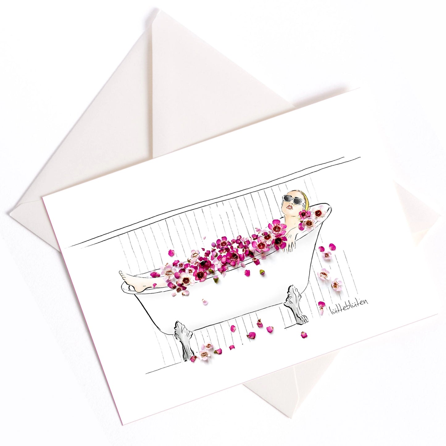 Postkarte mit Umschlag Badewonne