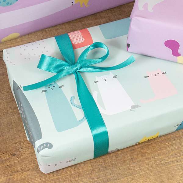 "Miau" Geschenkpapierbogen Charakterkatzen