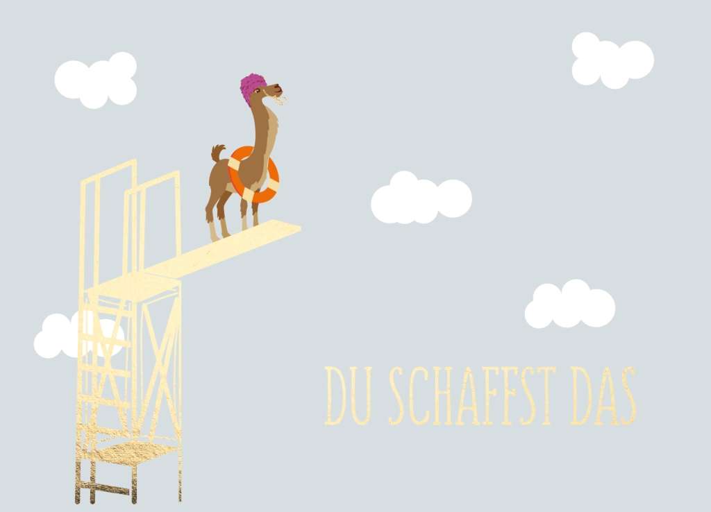 Lama Postkarte Sprungturm "Du schaffst das!"