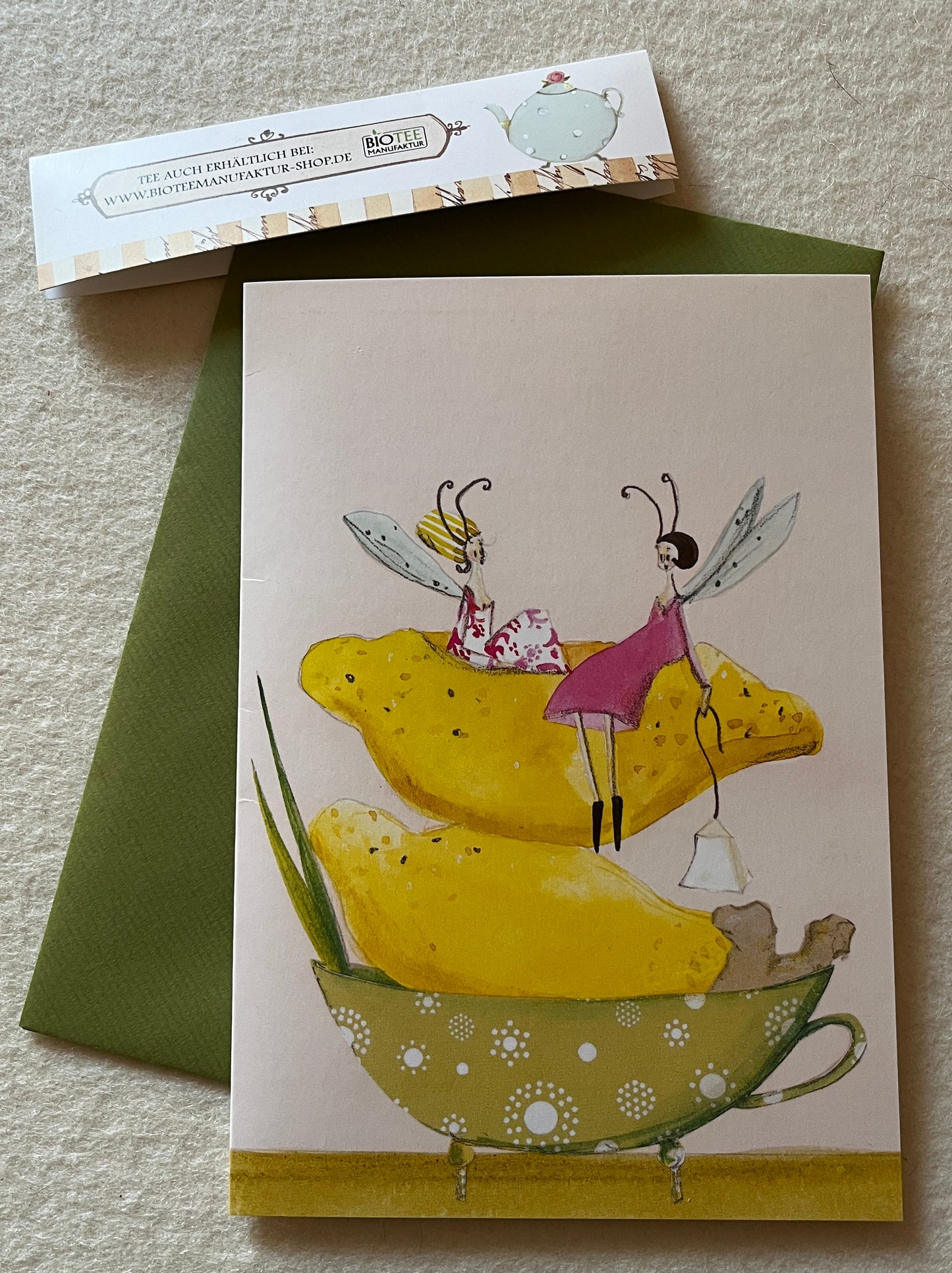 Teezeit Doppelkarte Feen mit grünem Tee Jasmin