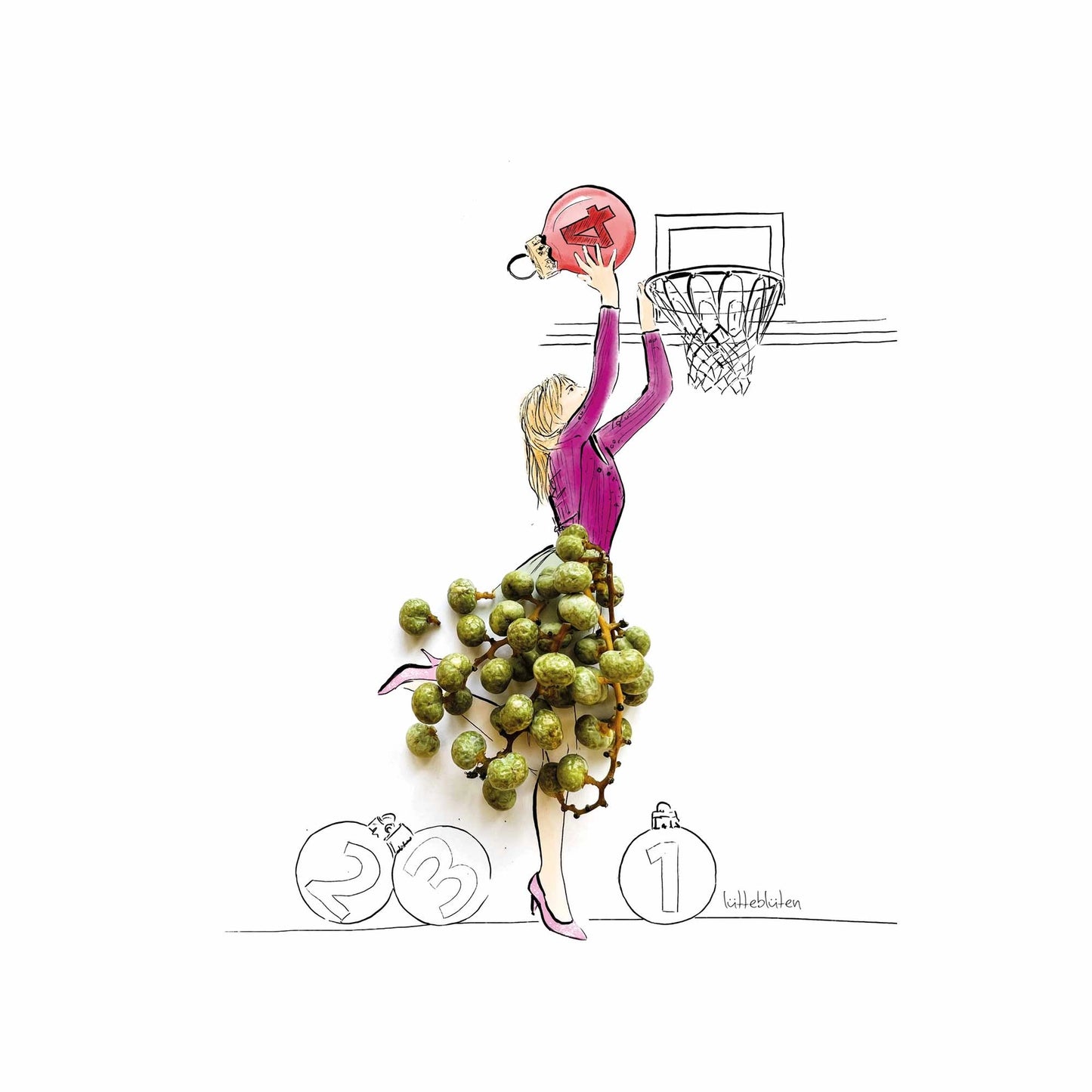 Weihnachts-Postkarte mit Umschlag sportlich