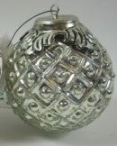 Glas-Kugel silber Rauten-Muster, D 11 cm