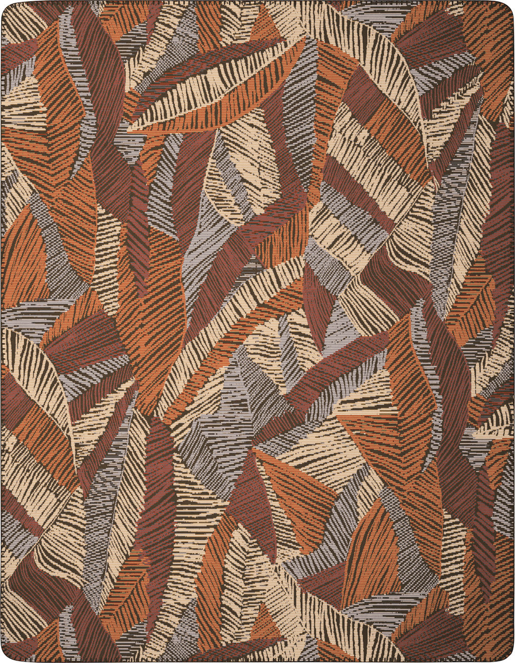 Decke RUSTICAL TERRA, 150 x 200 cm Blattmuster Zimt-braun-grau