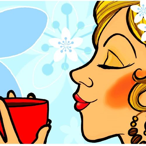 Papierservietten Coffee Beauty hellblau-rot