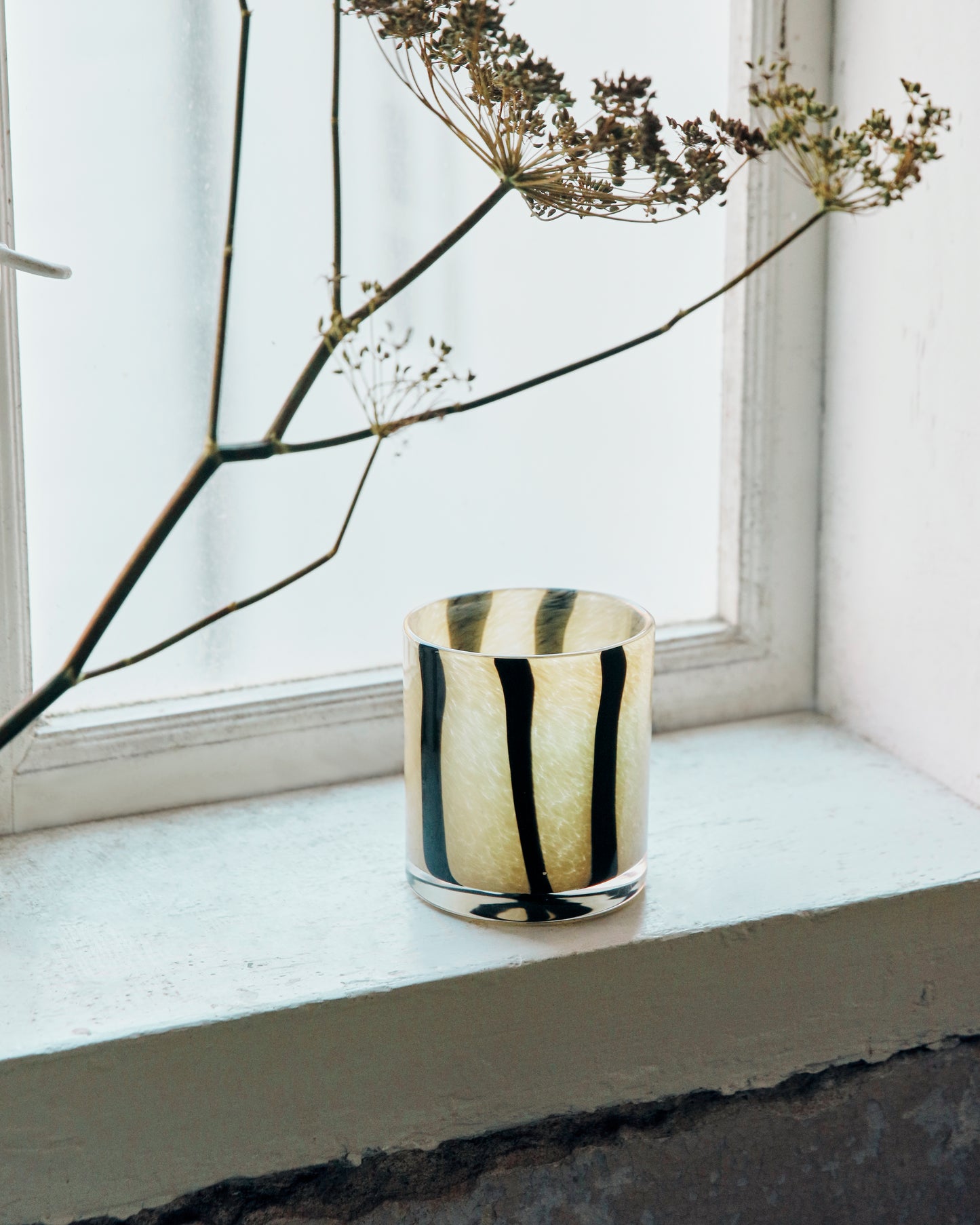 RUL Glas-Windlicht beige-schwarz
