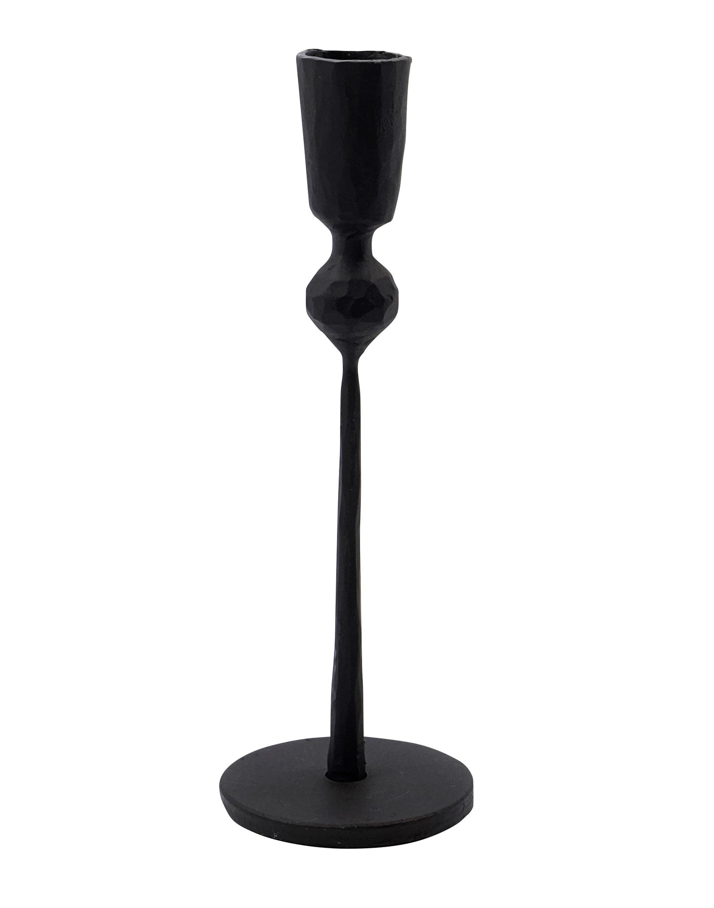 Handgefertigter Kerzenhalter Single, Eisen schwarz, H 18 cm, D 6 cm