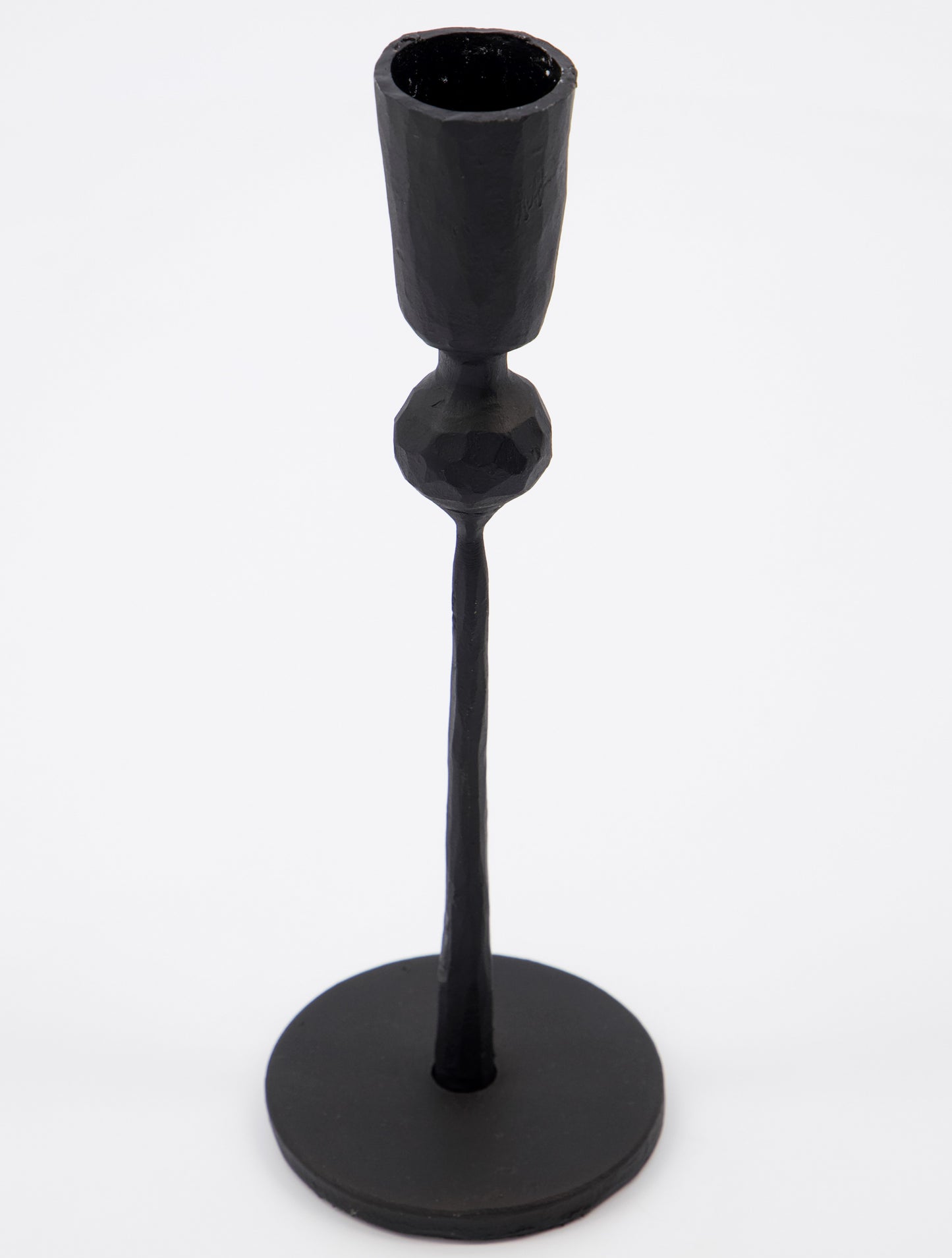 Handgefertigter Kerzenhalter Single, Eisen schwarz, H 18 cm, D 6 cm