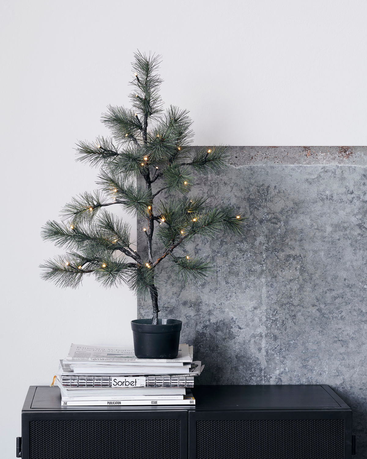 Lebensechter Weihnachtsbaum m. LED, H 75 cm