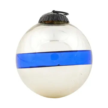 Weihnachts-Kugel "1 across" Silber-Blau