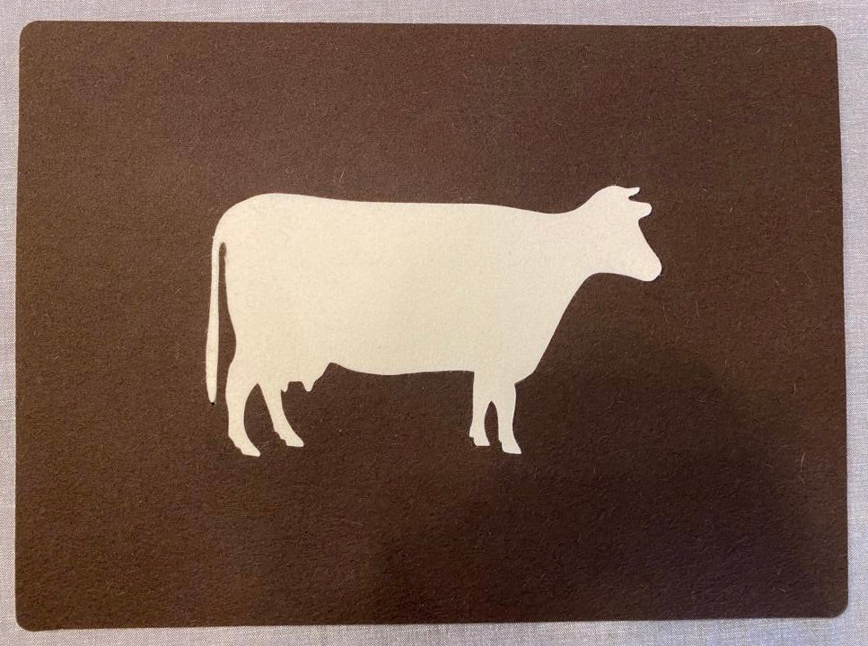 "Muuh" Wollfilz-Tischset Kuh, braunmeliert/wollweiß