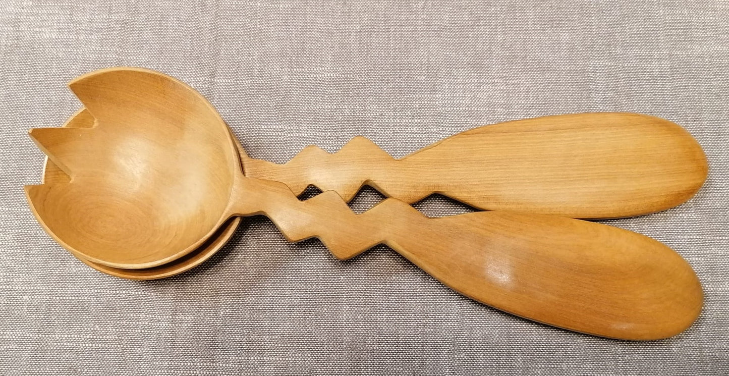 Holz-Salatbesteck Zik-Zak, Bambus, L 25 cm, B 7 cm, H 2,5 cm