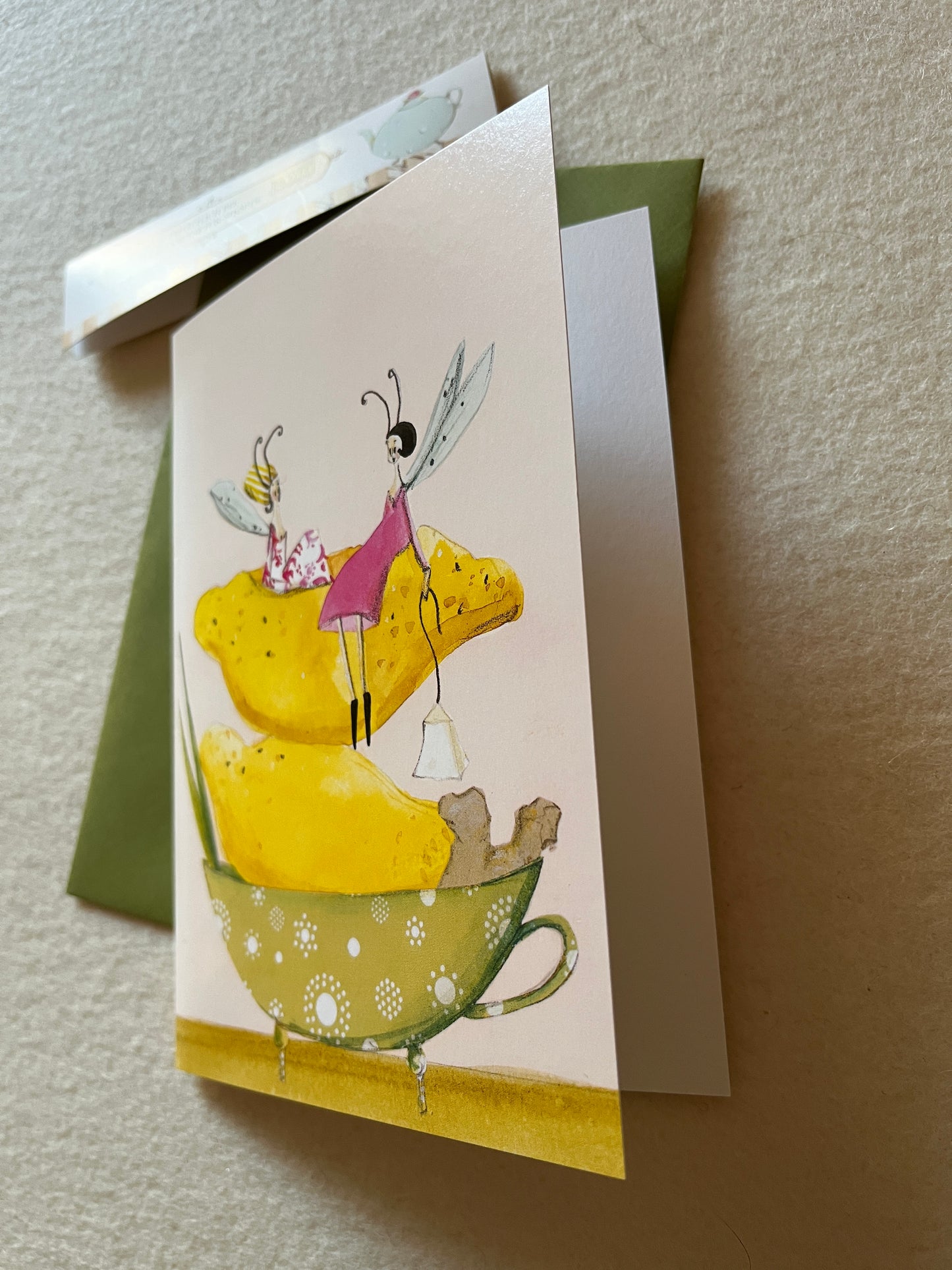 Teezeit Doppelkarte Feen mit grünem Tee Jasmin