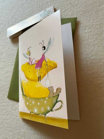 Teezeit Doppelkarte Feen mit grünem Tee Jasmin