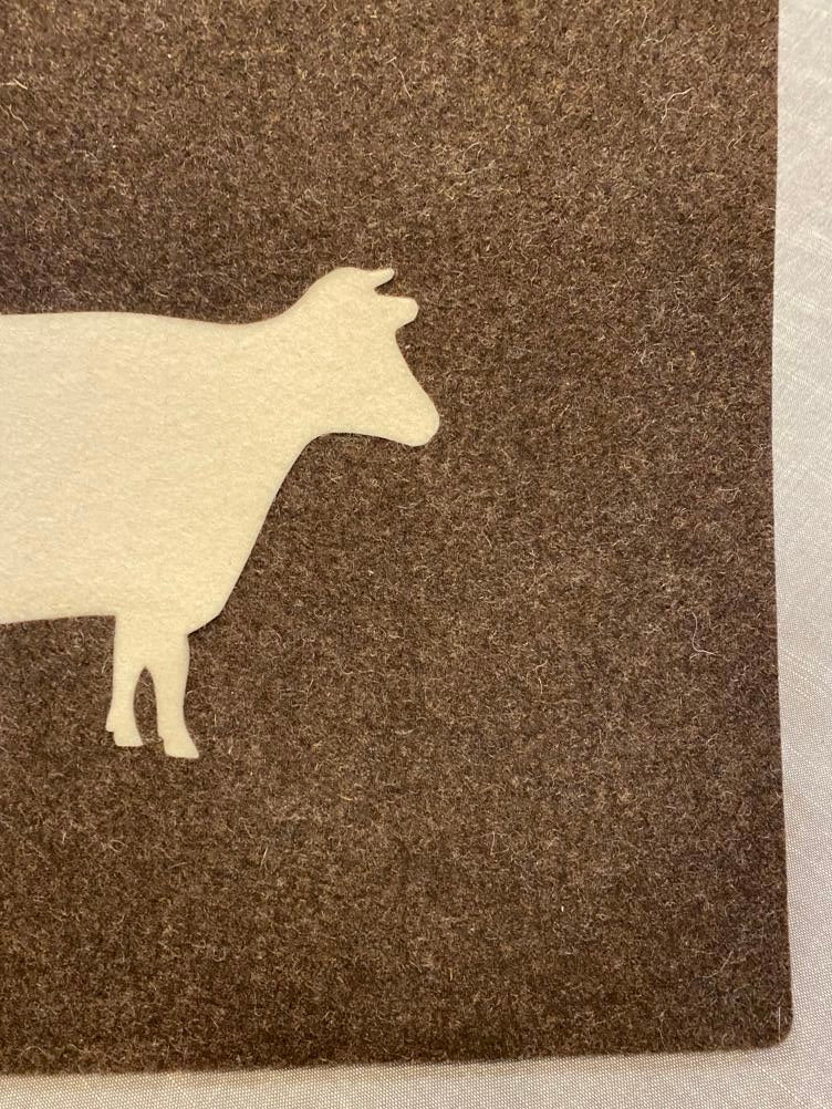 "Muuh" Wollfilz-Tischset Kuh, braunmeliert/wollweiß