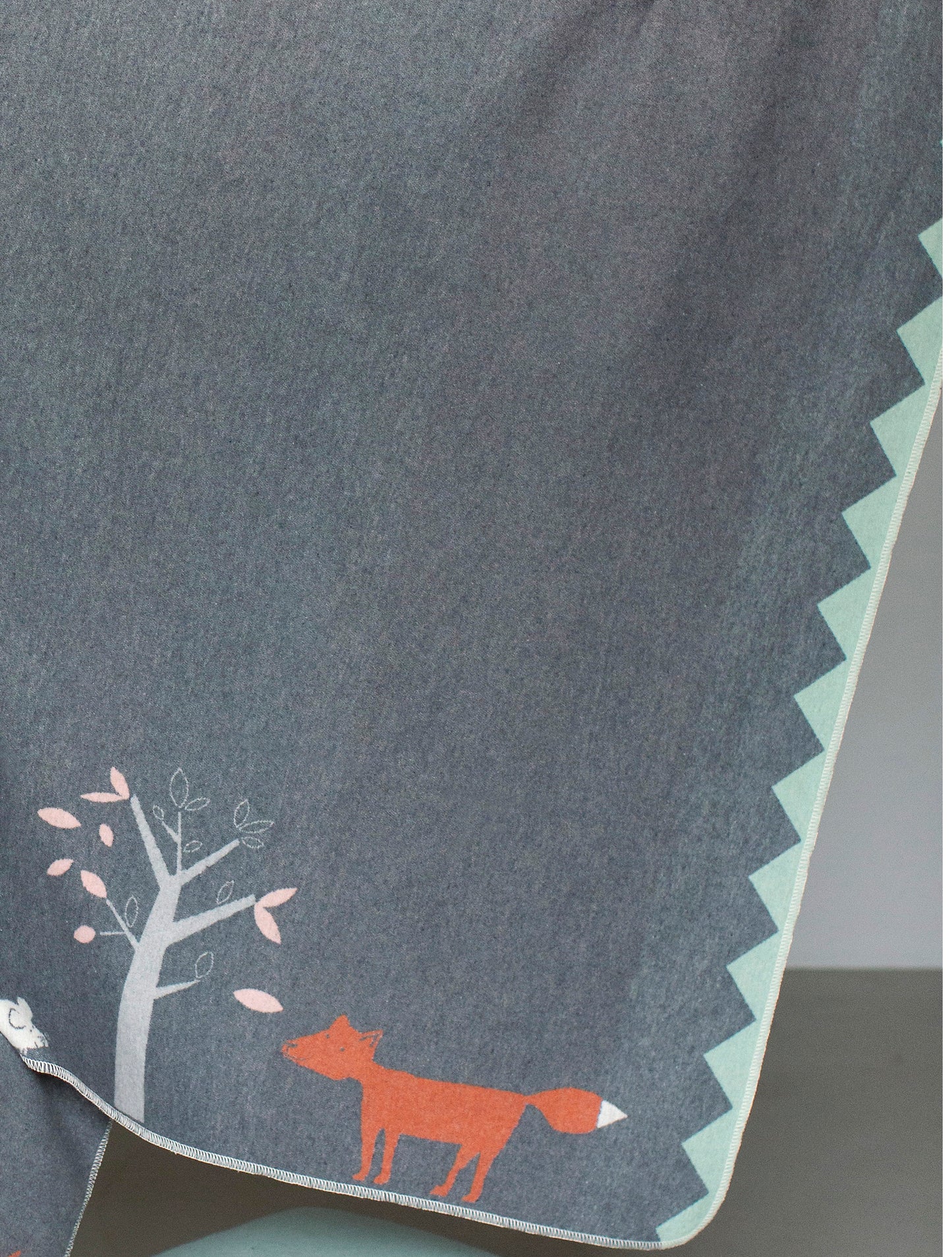 Reineke Kinderdecke Fuchs anthrazit-mint-orange-rosa