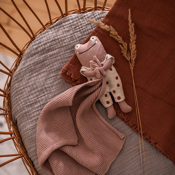 "Quak" Schmusetuch mit Frosch, groß, rosa
