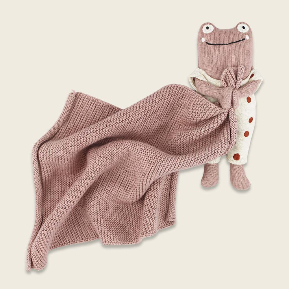 "Quak" Schmusetuch mit Frosch, groß, rosa