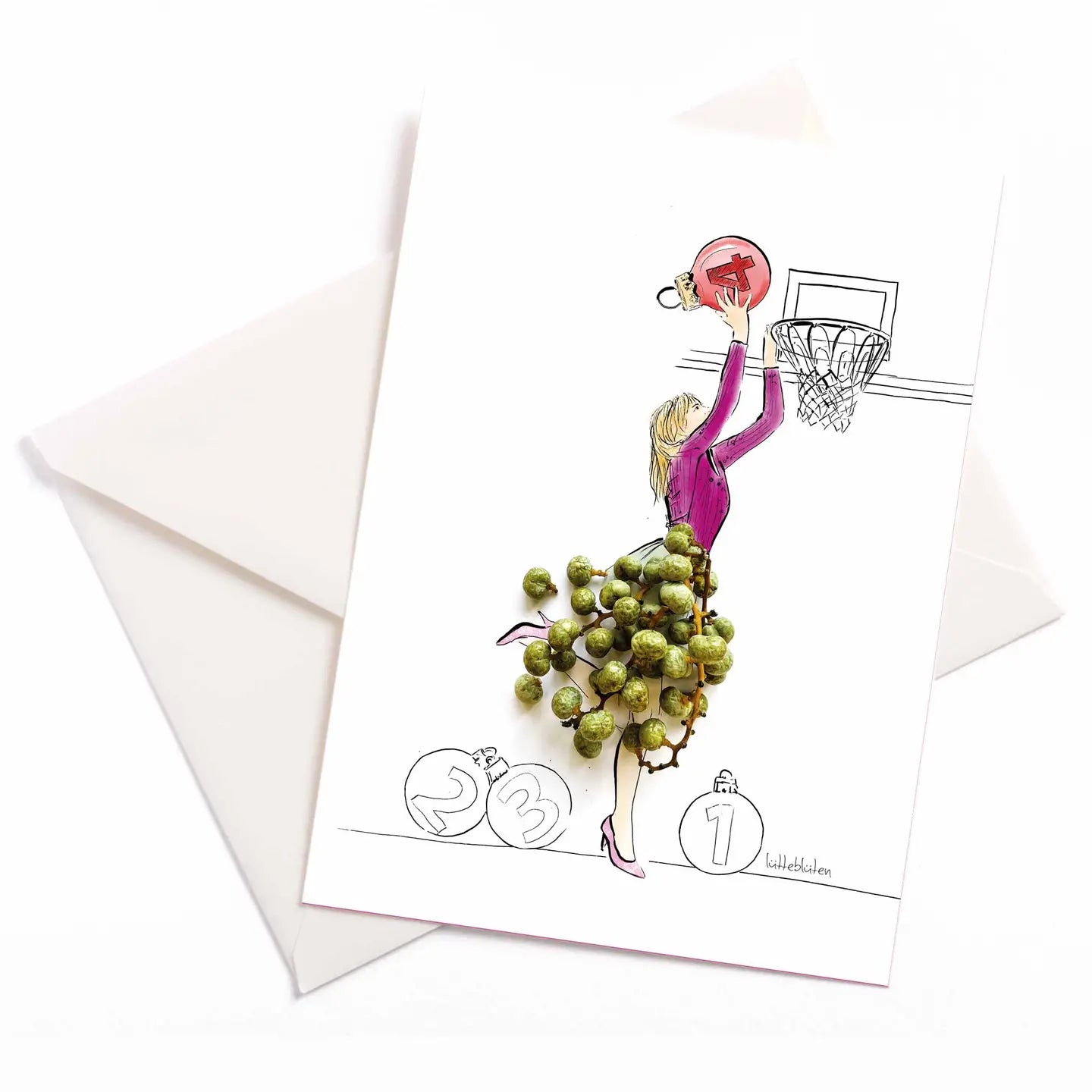 Weihnachts-Postkarte mit Umschlag sportlich