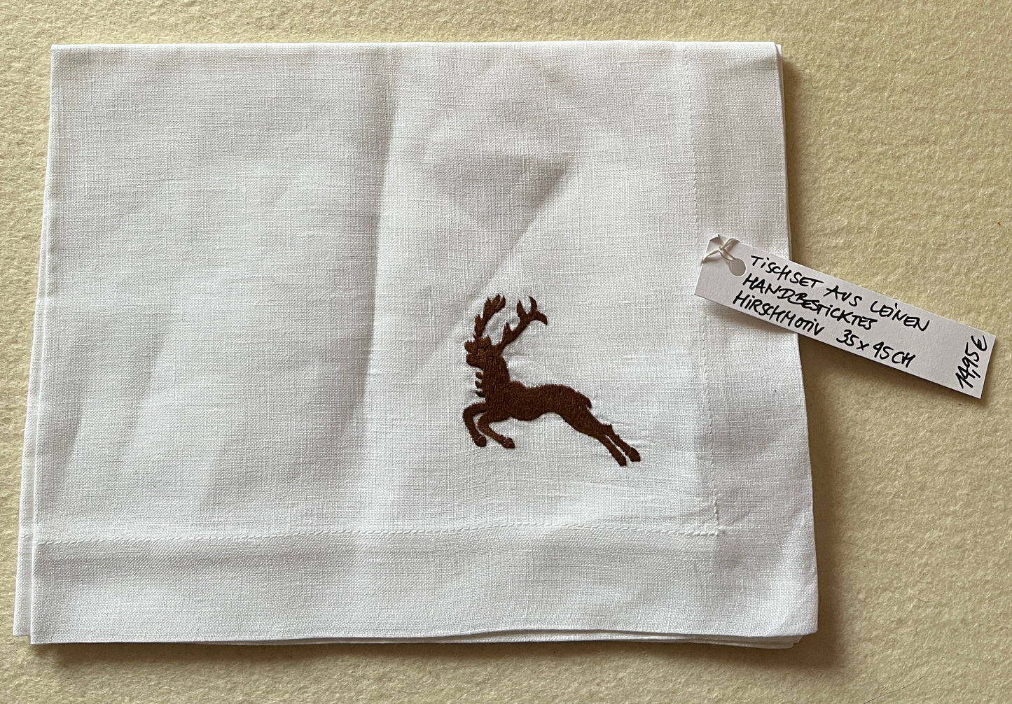 Forest Leinen-Tischset mit Hirschbestickung 35 x 45 cm