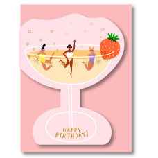 Geburtstag Doppelkarte Champagnerbad Happy birthday!