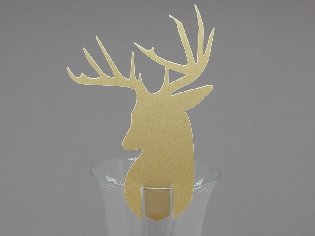Forest Namenskarte / Glastopper Hirsch Papier gold