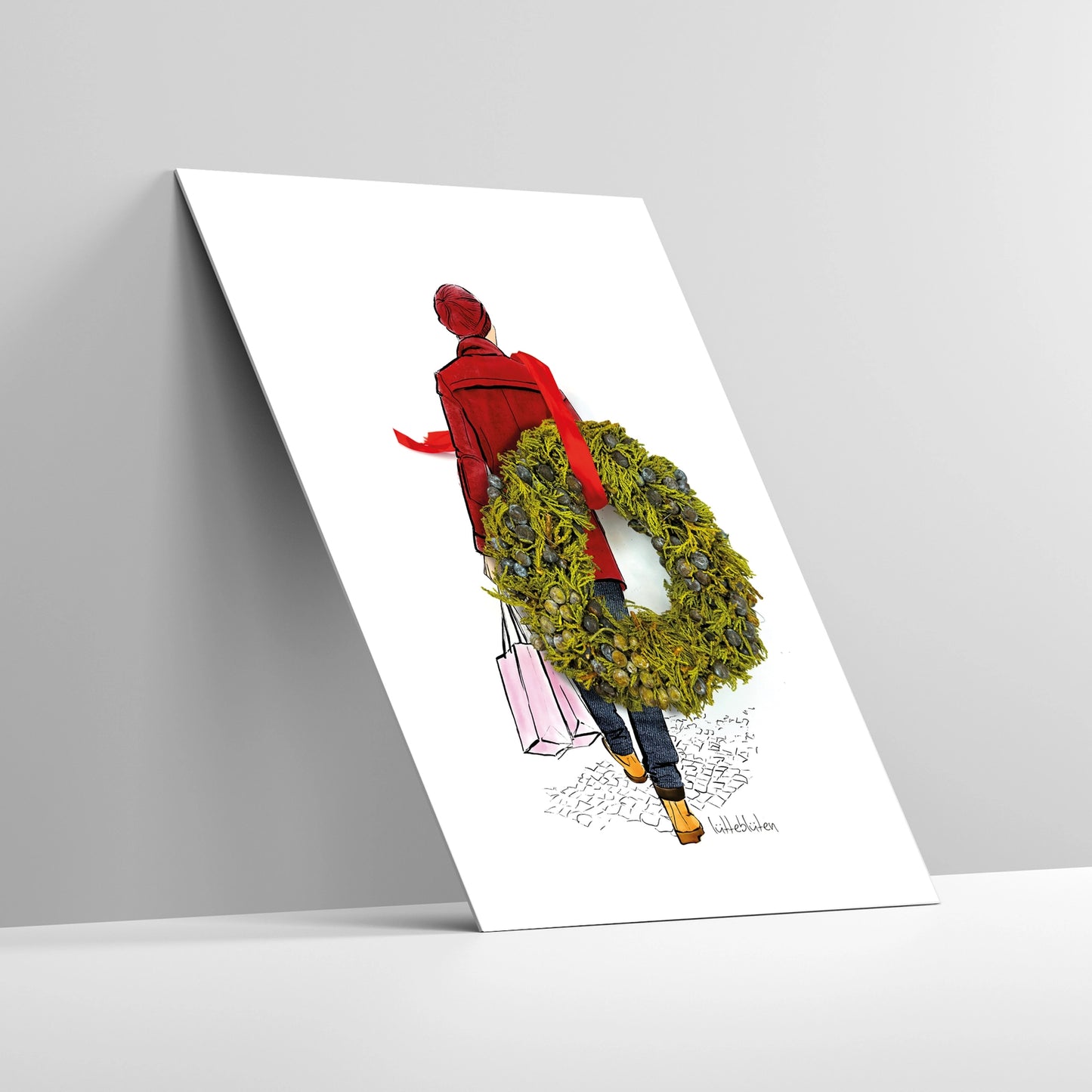 Weihnachts-Postkarte mit Umschlag Shopping