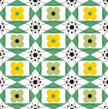 Retro-Geschenkpapier grün-gelb-weiß-schwarz