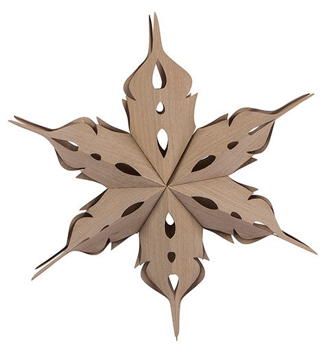 Holzfurnier-Stern zum Hängen, D 40 cm, T 12,7 cm, 3 D, leicht