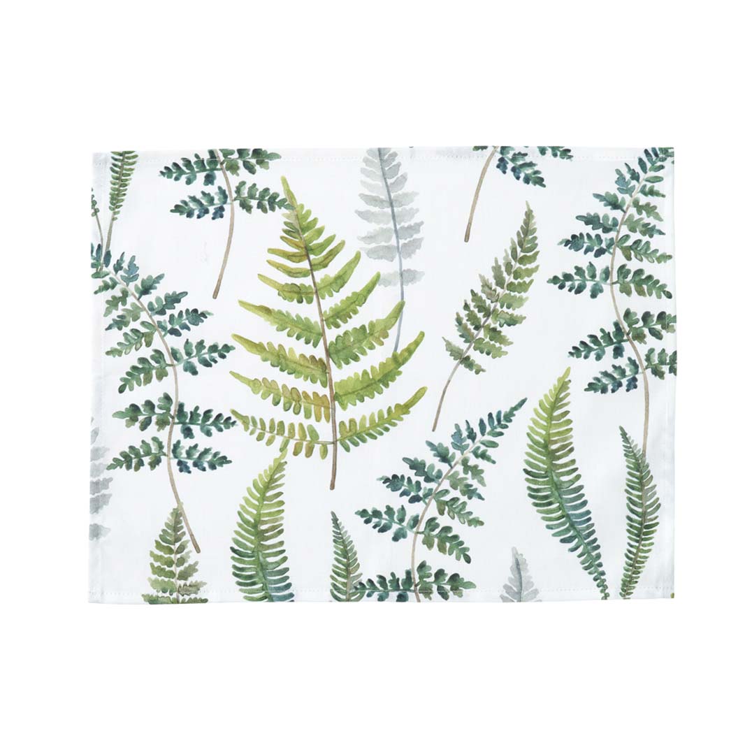 Farn Tischset grün-weiß, 45 x 45 cm, 100 % Baumwolle